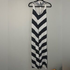 Massini blue and white nautical maxi length dress with knotted back size Large